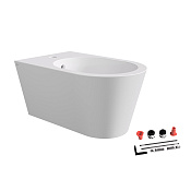 Alice Hide Биде подвесное 37х57 см, с переливом и креплением, цвет: белый матовый 31180109SET