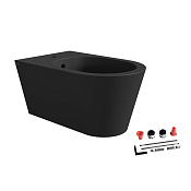 Alice Hide Биде подвесное 37х57 см, c 1 отверстием под смеситель и переливом, цвет: черный матовый 31180108SET