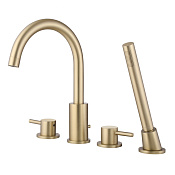 Abber Wasser Kreis Смеситель на борт ванны, с ручным душем, цвет: золото матовое AF8113G