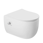 Abber Bequem Унитаз подвесной безободковый 36x49,5 см, с крышкой микролифт, цвет: белый глянцевый AC1104TNS