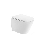 Abber Bequem Унитаз подвесной безободковый 35,5x49 см, с крышкой микролифт, цвет: белый матовый AC1102TMW