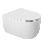 Abber Bequem Унитаз подвесной безободковый 36x53 см, с крышкой микролифт, цвет: белый глянцевый AC1104TN