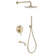 Abber Wasser Kreis Душевой комплект встр.: смеситель, верхний душ и ручной душ, цвет: золото матовое AF8117G