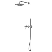 Abber Wasser Kreis Душевой комплект встр.: смеситель, верхний и ручной душ, цвет: оружейная сталь AF8118BGG