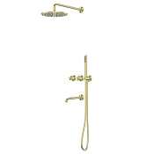 Abber Wasser Kreis Душевой комплект встр.: термостат, верхний и ручной душ 1 вид струи, цвет: золото AF8150BG