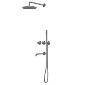 Abber Wasser Kreis Душевой комплект встр.: термостат, верхний и ручной душ, цвет: оружейная сталь AF8150BGG