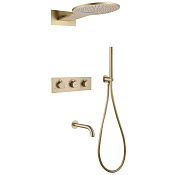 Abber Wasser Kreis Душевой комплект встр.: термостат, верхний душ и ручной душ, цвет: золото матовое AF8150G