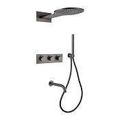 Abber Wasser Kreis Душевой комплект встр.: термостат, верхний и ручной душ 1 вид струи, цвет: никель AF8150NG
