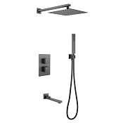 Abber Daheim Душевой комплект встр.: термостат, верх. душ 30 см, руч. душ 1 вид струи, цвет: никель AF8250NG
