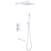 Abber Daheim Душевой комплект встр.: термостат, верхний и ручной душ 1 вид струи, цвет:белый матовый AF8250W