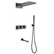 Abber Daheim Душевой комплект встр.: термостат, верхний душ, ручной душ 1 вид струи, цвет: никель AF8253NG