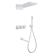 Abber Daheim Душевой комплект встр.: термостат, верхний и ручной душ 1 вид струи, цвет:белый матовый AF8253W