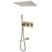 Abber Daheim Душевой комплект встр.: термостат, верх. и ручной душ 1 вид струи, цвет: золото матовое AF8254G