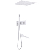 Abber Daheim Душевой комплект встр.: термостат, верхний и ручной душ 1 вид струи, цвет:белый матовый AF8254W