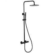 Abber Wasser Kreis Душевая стойка: термостат, верхний и ручной душ 1 вид струи, цвет: черный матовый AF8160BL