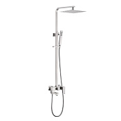 Abber Daheim Душевая стойка: смеситель, ручной душ 1 вид струи, шланг, верхний душ 25 см, цвет:сатин AF8216SPL