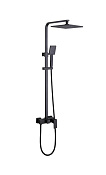 Abber Daheim Душевая стойка: смеситель, руч. душ 1 вид струи, шланг, верх. душ 25 см, цвет: черный AF8220BL