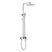 Abber Daheim Душевая стойка: смеситель, ручной душ 1 вид струи, шланг, верхний душ 25 см, цвет:сатин AF8220SPL