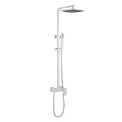 Abber Daheim Душевая стойка: смеситель, руч. душ 1 вид струи, шланг, верх. душ 25 см, цвет: белый AF8220WL