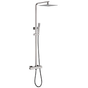 Abber Daheim Душевая стойка: термостат, ручной душ 1 вид струи, шланг, верхний душ 25 см, цвет:сатин AF8260SPL