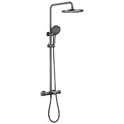 Abber Душевая стойка: термостат, ручной душ 1 вид струи, шланг, верхний душ 22 см, цвет: никель AF8516NGL