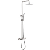 Abber Душевая стойка: термостат, ручной душ 1 вид струи, шланг, верхний душ 22 см, цвет: сатин AF8516SPL