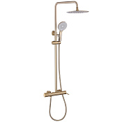 Abber Emotion Душевая стойка: смеситель, ручной душ 2 вида струи, шланг, верхний душ, цвет: золото AF8816GL