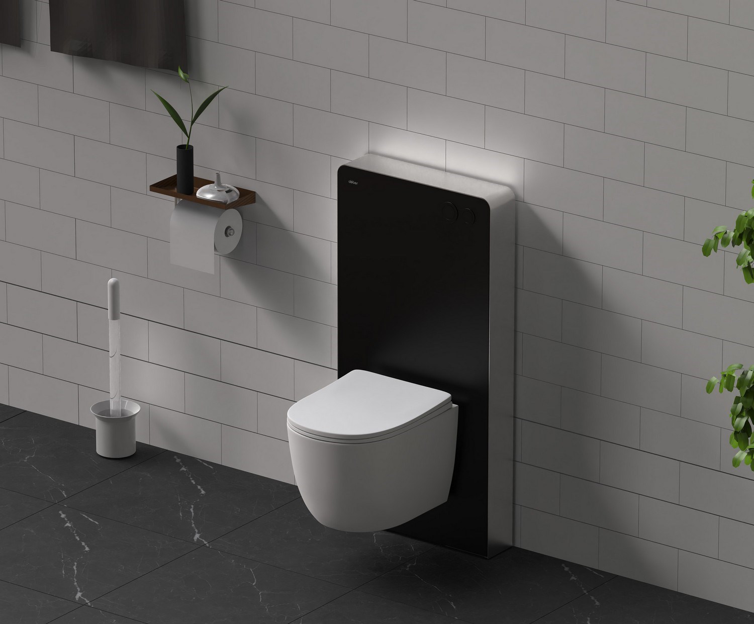 Abber Инсталляция для подвесного унитаза 50x12 см, цвет: черный матовый AC0107MB