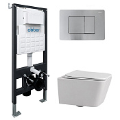 Abber Rechteck Комплект: инсталляция, подвесной безободковый унитаз, кнопка смыва, цвет: хром AC1201-AC0105-AC0120MCH