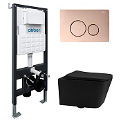 Abber Rechteck Комплект: инсталляция, подвесной безобод. унитаз, кнопка смыва, цвет: розовое золото AC1201MB-AC0105-AC0121RG