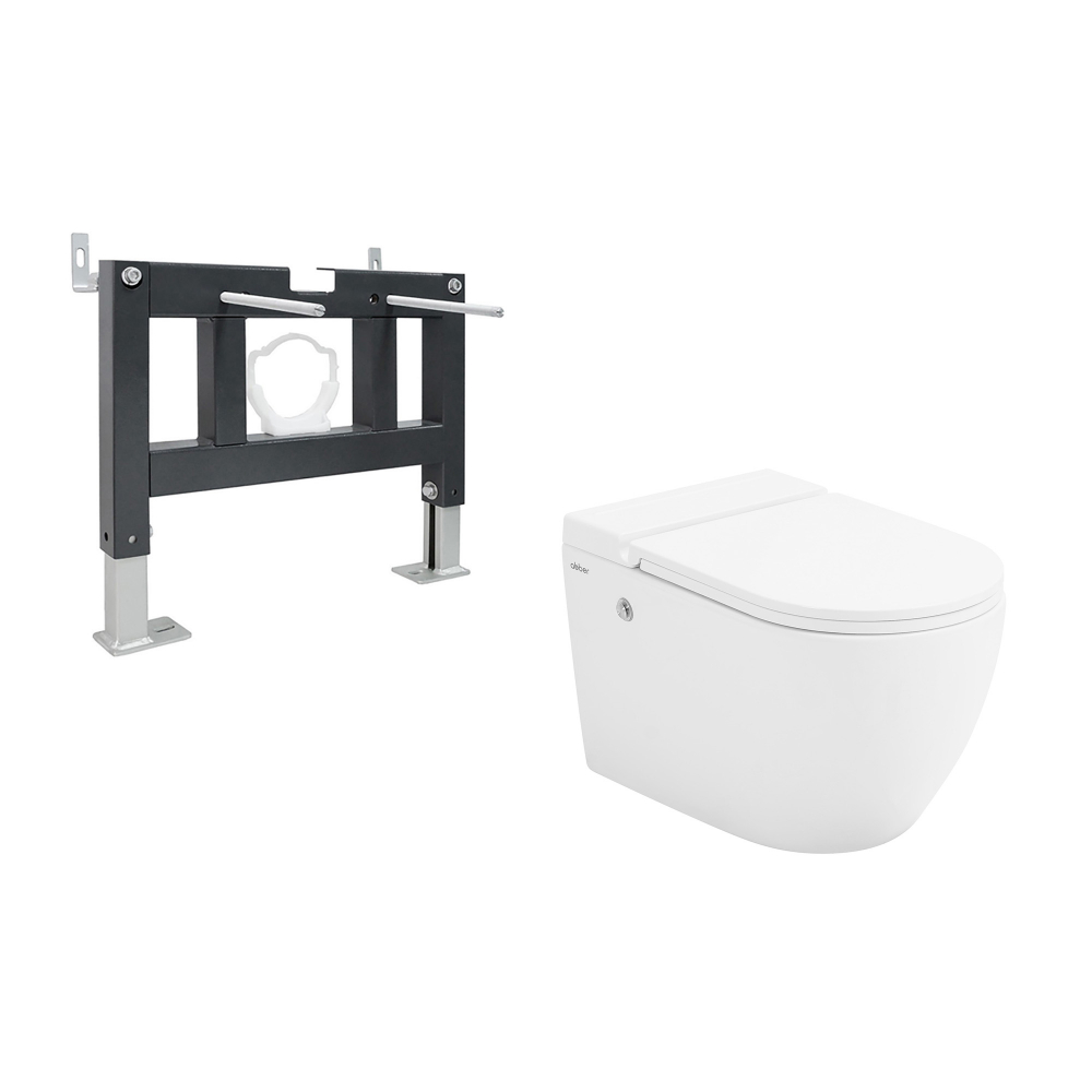 Abber Bequem Комплект: инсталляция, подвесной унитаз, цвет: белый глянцевый AC1108P-AC0101P
