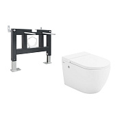 Abber Bequem Комплект: инсталляция, подвесной унитаз, цвет: белый глянцевый AC1108P-AC0101P