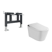 Abber Bequem Комплект: инсталляция, подвесной унитаз-биде, цвет: белый глянцевый AC1119S-AC0101P