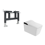 Abber Rechteck Комплект: инсталляция, подвесной унитаз-биде, цвет: белый глянцевый AC1215S-AC0101P