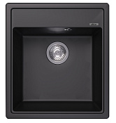 Abber Quarz Кухонная мойка встр. сверху из композита, слив перелив, 46x51 см, цвет: черный матовый AQ2901B