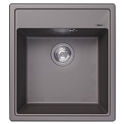 Abber Quarz Кухонная мойка встр. сверху из композита, слив перелив, 46x51 см, цвет: серый матовый AQ2901G