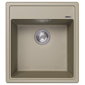 Abber Quarz Кухонная мойка встраиваемая сверху из композита, слив перелив, 46x51 см, цвет: песочный AQ2901S