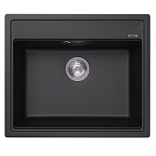Abber Quarz Кухонная мойка встр. сверху из композита, слив перелив, 60x51 см, цвет: черный матовый AQ2902B