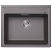 Abber Quarz Кухонная мойка встр. сверху из композита, слив перелив, 60x51 см, цвет: серый матовый AQ2902G