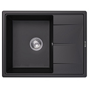 Abber Quarz Кухонная мойка встраиваемая сверху, слив перелив, 65x51см, с крылом, цвет:черный матовый AQ2903B