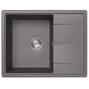 Abber Quarz Кухонная мойка встраиваемая сверху, слив перелив, 65x51см, с крылом, цвет: серый матовый AQ2903G