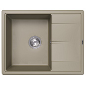 Abber Quarz Кухонная мойка встр. сверху из композита, слив перелив, 65x51см, с крылом, цвет:песочный AQ2903S