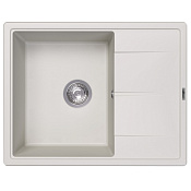 Abber Quarz Кухонная мойка встраиваемая сверху, слив перелив, 65x51см, с крылом, цвет: белый матовый AQ2903W