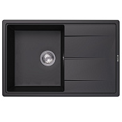 Abber Quarz Кухонная мойка встраиваемая сверху, слив перелив, 78x51см, с крылом, цвет:черный матовый AQ2904B