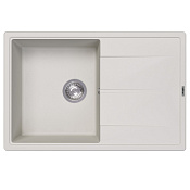 Abber Quarz Кухонная мойка встраиваемая сверху, слив перелив, 78x51см, с крылом, цвет: белый матовый AQ2904W