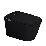 Abber Bequem Унитаз с функцией биде подвесной 39x59,5 см, с крышкой микролифт, цвет: черный матовый AC1121SMB