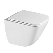 Abber Rechteck Унитаз подвесной безободковый 34,5x48,5 см, с крышкой микролифт, цвет:белый глянцевый AC1220TC