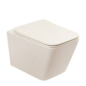 Abber Rechteck Унитаз подвес. безобод. 35,5x53 см, с крышкой микролифт, цвет: светло-бежевый матовый AC1201MBE