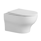 Abber Bequem Унитаз подвесной безободковый 35,5x53 см, с крышкой микролифт, цвет: белый глянцевый AC1128