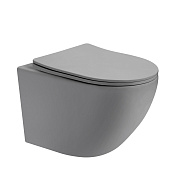 Abber Bequem Унитаз подвесной безободковый 35,5x49 см, с крышкой микролифт, цвет: серый матовый AC1101TMG